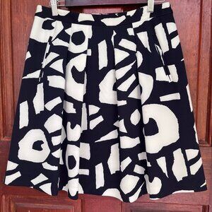 Loft Navy & Ivory Abstract Patterned Skirt - Pockets!